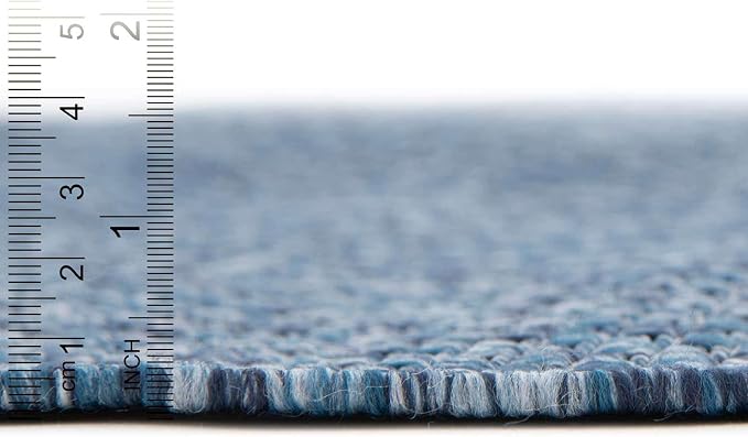 Unique Loom Outdoor Solid Collection Area Rug (7' 10" x 10' Rectangle Blue/Navy Blue)
