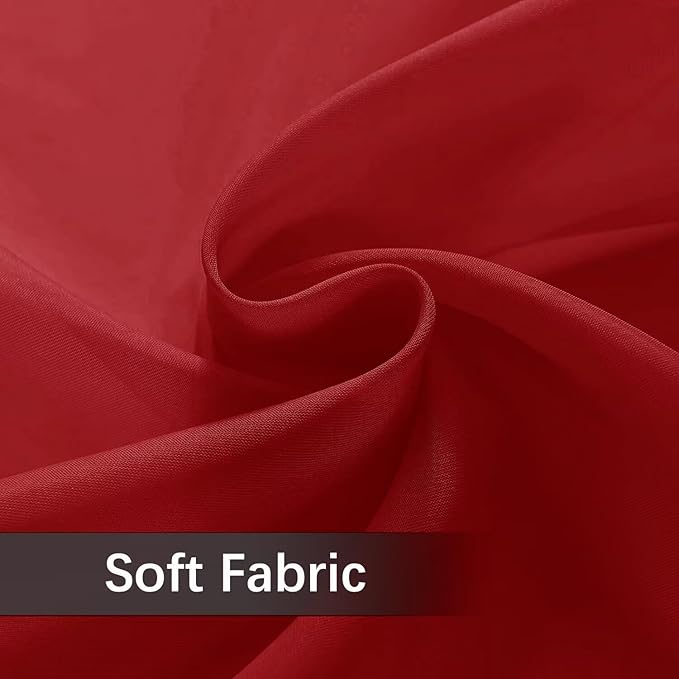 youleyar Solid Sheer Rod Pocket Curtain Voile Draperies 2 Panels White Beige Black Grey Ivory 52 Inch Width 96 Inch Long 1 Pair for Kitchen Bedroom Children Living Room Yard (Christmas Red,52Wｘ96L)