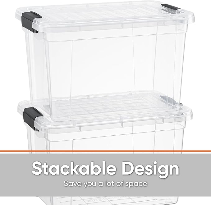 Superio Clear Storage Boxes with Lids, 8.7 Quart Plastic Container Bins for Organizing, Stackable Crates, BPA Free, Non Toxic, Odor Free, Organizers for Home, Office, School, and Dorm