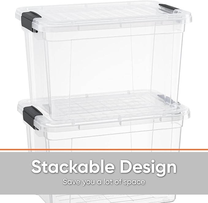 Superio Clear Storage Box with Lid, 8.75 Quart Plastic Container Bins for Organizing, Stackable Crates, BPA Free, Non Toxic, Odor Free, Organizers for Home, Office, School, and Dorm, 36 Pack