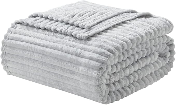 Nestl Light Grey Throw Blanket for Couch - Cozy Warm Fuzzy Blankets for Women, Plush Small Fleece Throws for Girls - Silver, 50 x 60 Inches