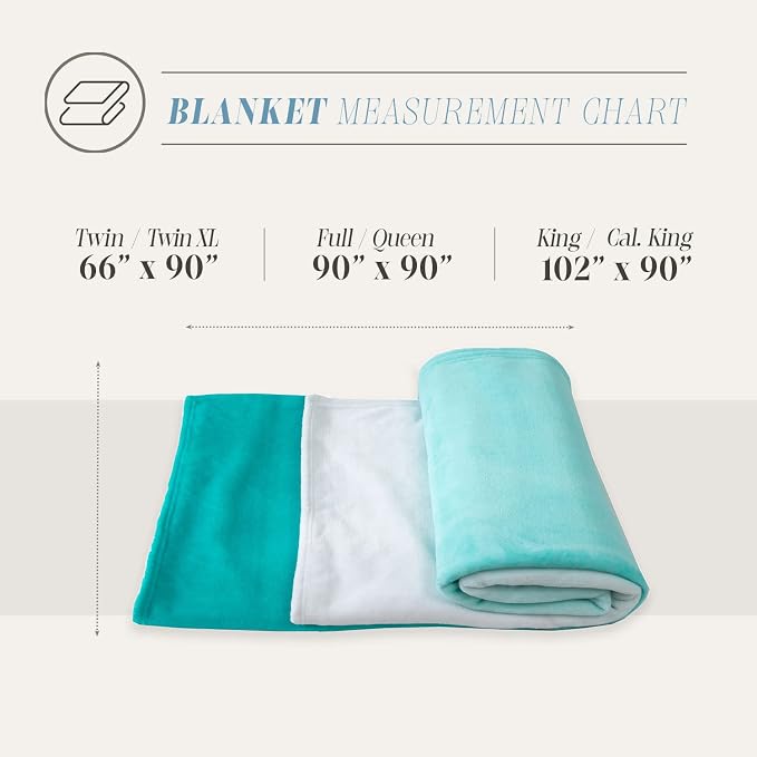 Elegant Comfort Luxury Velvety Feel Blanket, All-Season Lightweight Blanket, Ultra Plush, Soft, Cozy-Fuzzy Flannel Fleece for Couch, Sofa, Bed, Travel, Ombre Design, Twin/Twin XL, Tiffany