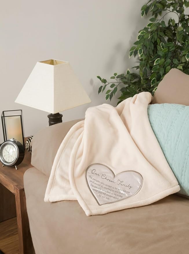 Pavilion Gift Company - Chosen Family Royal Plush Blanket, The Comfort Blanket, Throw Blanket for Couch, Soft Fluffy Sofa Bed Blanket, 1 Count, 50 x 60 Inches, Cream