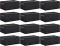 GhvyenntteS Small Fabric Storage Bins 12 Pack, 11.8" x 7.87" x 5.11" Storage Basket with Leather Handles, Closet Storage Bins for Shelves, Storage Baskets for Shelves, DVD Storage (Black)
