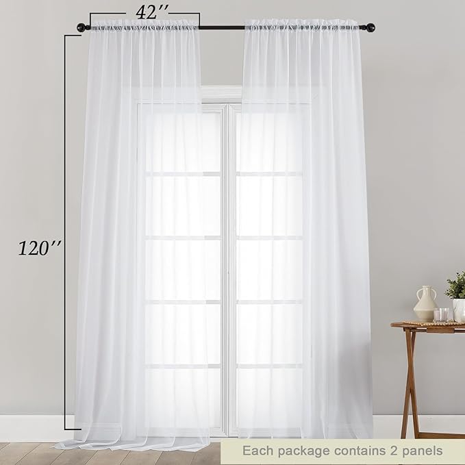 Extra Long Sheer White Curtains - Image 2