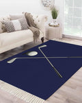 Navy Blue Large Runner Rug 4X6 Ft Living Room Area Rug, Washable Woven Sports Golf Ball Throw Carpet with Tassel, Non-Shedding Modern Minimalist Art Bedroom Office Carpets