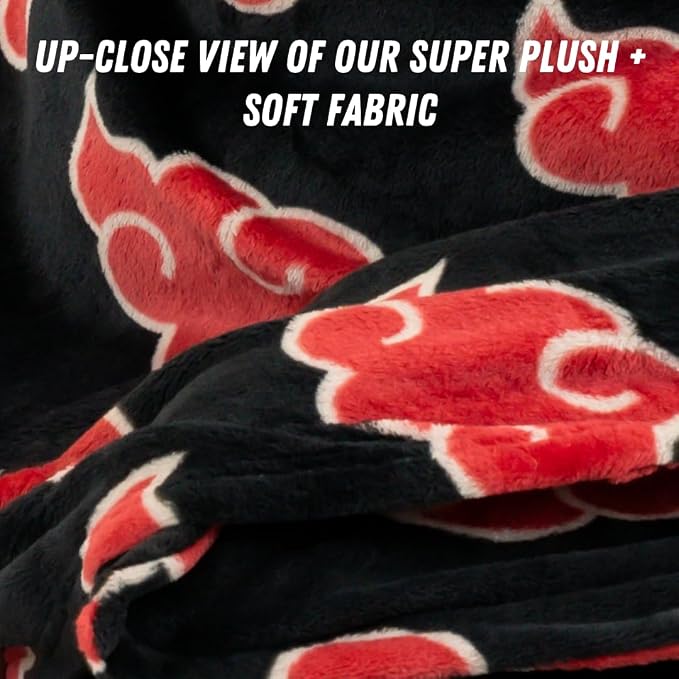 Naruto Anime Akatsuki Cloud Bedding Super Soft and Cozy Wearable Hooded Throw Blanket, 70 in x 50 in (Official Licensed Product) By Franco Collectibles