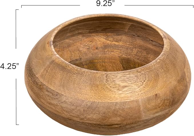 Bloomingville Modern Round Wood Bowl, Natural Finish