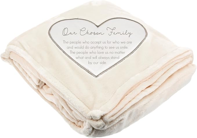 Pavilion Gift Company - Chosen Family Royal Plush Blanket, The Comfort Blanket, Throw Blanket for Couch, Soft Fluffy Sofa Bed Blanket, 1 Count, 50 x 60 Inches, Cream