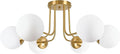 KoKo&Yukina 6-Light Mid Century Ceiling Light Modern Semi Flush Mount Ceiling Light Fixture Globe Ceiling Light with Milk Glass Shade Brushed Brass Finish for Bedroom Hallway Dining Room Living Room