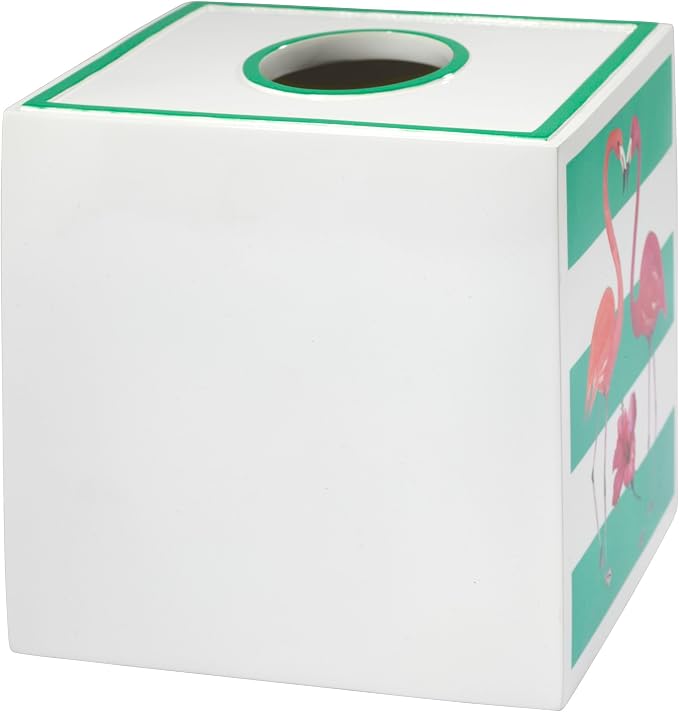 Avanti Linens - Tissue Box Cover, Decorative Countertop Accessories, Resin Home Decor (Flamingo Paradise Collection)