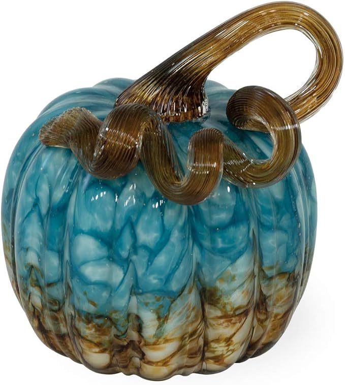 Boston International Handblown Glass Pumpkin Tabletop Décor, 4.5 x 5.5-Inches, Copper Canyon
