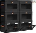 Homsorout Collapsible Storage Bins - Large Stackable Organizer Bins, Decorative Boxes with Handles & Window, Fabric Containers for Living Room, Closet, Dorm, 6 Pack, Black