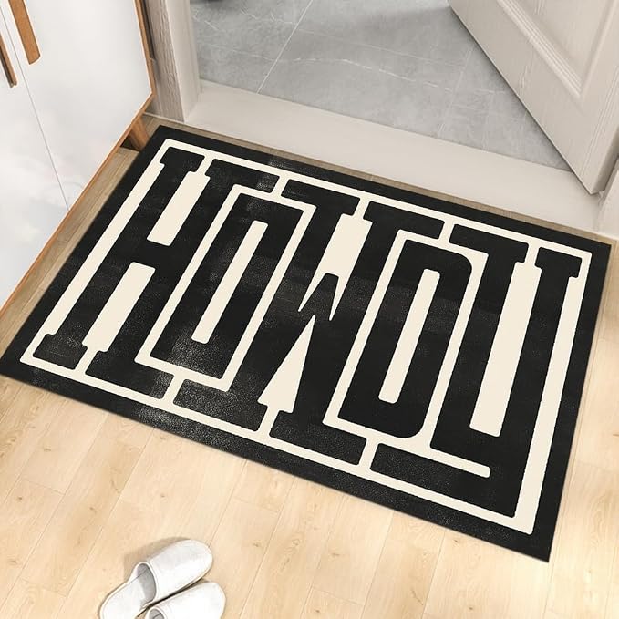 GUBIYU Funny Black Beige Preppy Howdy Door Mat Welcome Rug,23.6"x35.4" Decorative Home Indoor Front Porch Door Mat,Black Trendy Stuff Howdy Preppy Room Boys Room College Dorm Welcome Mat Decor