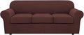 H.VERSAILTEX 4 Piece Stretch Sofa Covers for 3 Cushion Couch Covers for Living Room Furniture Slipcovers (Base Cover Plus 3 Seat Cushion Covers) Upgraded Thicker Jacquard Fabric (Sofa, Burnt Brick)