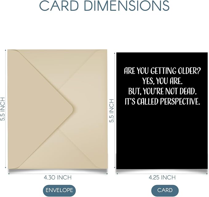 Happy Birthday Card - Single 4.25 X 5.5 Greeting Card With Envelope, Blank Inside, Funny Cards For Men And Women, And you getting older Yes, You Are But You're Not Dead