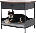 Multi-Functional Dog Bed End Table with Storage Drawer, Open Design Pet Bed with Removable Washable Cushion, Comfortable Resting Spot for Small & Medium Dogs, Indoor Use