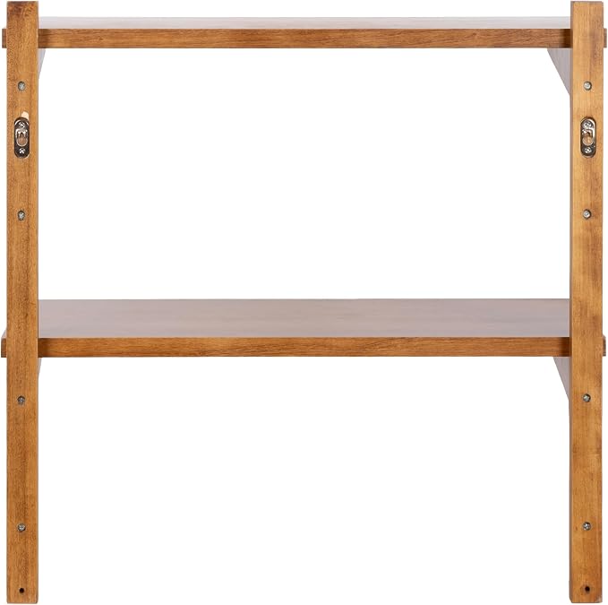 Kate and Laurel Meridien Modern Two-Tier Wooden Shelves, 24 x 12 x 24, Rustic Brown, Stunning Tiered Wall Shelf for Storage and Display as Cute Nursery Shelving or Bedroom Storage