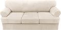 H.VERSAILTEX Sofa Cover 4 Piece T Cushion Sofa Slipcovers Couch Cover Furniture Protector Stretch T Cushion Sofa Covers for 3 Cushion Couch with 3 Individual T Cushion Covers, Ivory