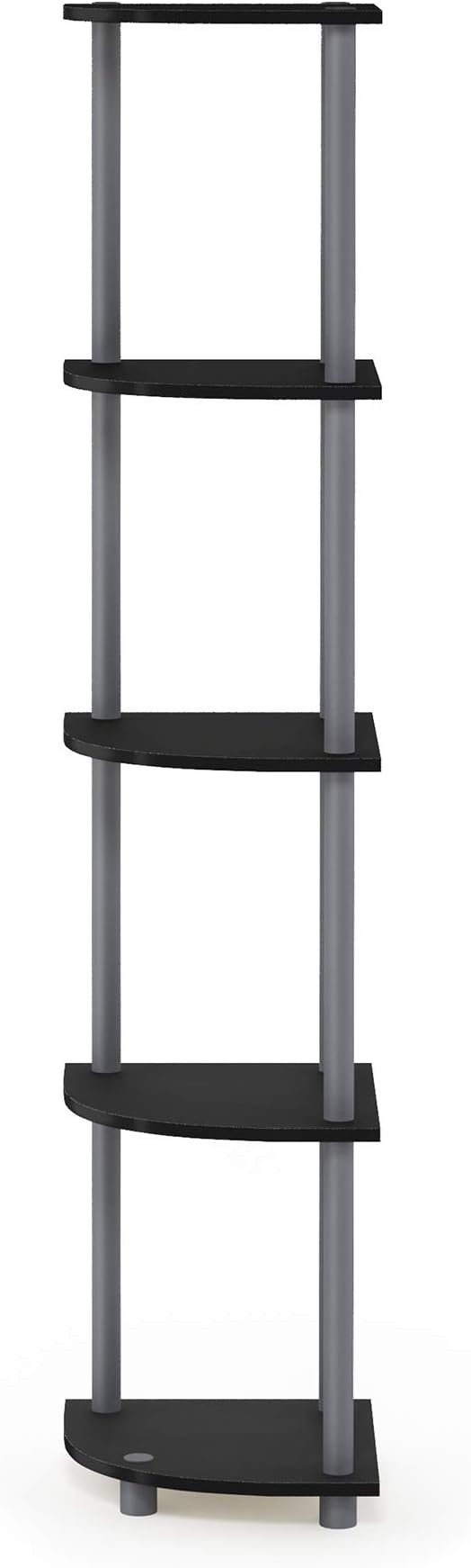 Furinno TURN-N-TUBE Corner Shelf, 5-Tier Corner Bookshelf, Open Storage Shelves, for Organization and Storage, Living Room, Home Office, Garage, Bedroom, Black
