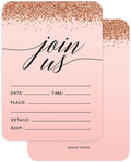 Andaz Press Blush Pink and Rose Gold Glitter Elegant Party Collection, 5x7-inch Invitations with Envelopes, Join US, 24-Pack, Double Sided Printing, Heavy Card Stock, Includes Envelopes