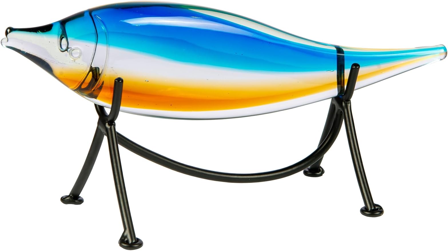 Dale Tiffany AS24127 Murano Style Garfish Handcrafted Art Glass Sculpture with Stand, Blue, 10-Inch Wide
