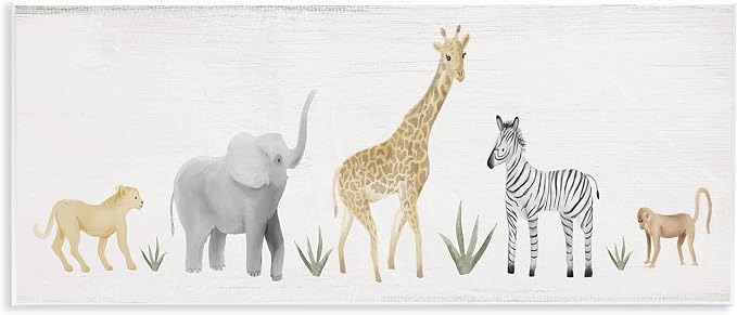 Stupell Industries 'Adorable Jungle Animals Wildlife'| Wall Plaque Art | Stupell Industries | 17 x 7 Inches, Easy to Hang and Sturdy, Made in USA, by Lil' Rue