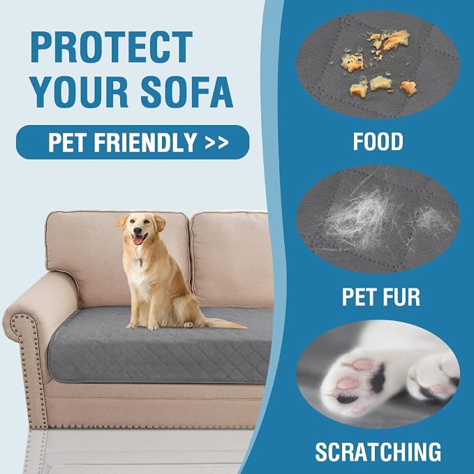 H.VERSAILTEX Couch Cover for Dogs Washable 100% Waterproof Sofa Cushion Cover Dog Bed Cover Non-Slip Pet Blanket for Sofa Cushion Protector, 35" x 62", Grey