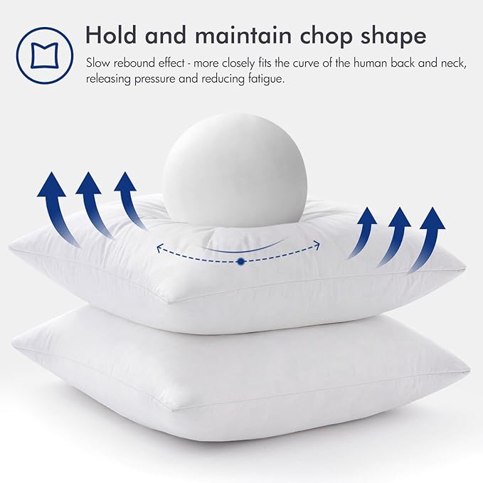MIULEE 30x30 Pillow Inserts,Set of 2 Down Feather Throw Pillows for Couch Sofa Bed, Decorative Fluffy Throw Pillow Inserts Cotton Fabric,White