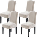 H.VERSAILTEX Velvet Dining Chair Covers Stretch Chair Covers for Dining Room Set of 4 Parson Chair Slipcovers Chair Protectors Covers Dining, Soft Thick Solid Velvet Fabric Washable, Oatmeal