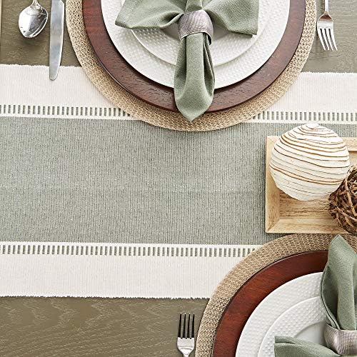 DII Dobby Stripe Table Runner, 13x108 Artichoke & Cream Background - Image 6