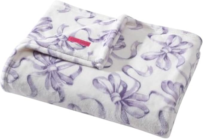 Betsey Johnson - Blanket, Buttery-Soft Throw Blanket for Couch or Bed, Boldly Plush & Oversized Bedding (Ballet Bows Purple, 50" x 70")