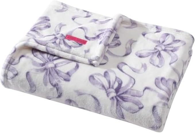Betsey Johnson - Blanket, Buttery-Soft Throw Blanket for Couch or Bed, Boldly Plush & Oversized Bedding (Ballet Bows Purple, 50" x 70")