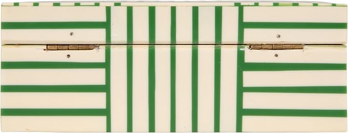 Bloomingville Green & White Striped Resin Storage Box