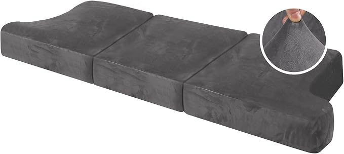 H.VERSAILTEX Stretch Velvet 3 Piece T Cushion Sofa Slipcovers Individually Cushion Cover for 3 Cushion Couch Seat Cushion Covers for Sofa Seat Cushion Covers Stay in Place(Sofa, Grey)