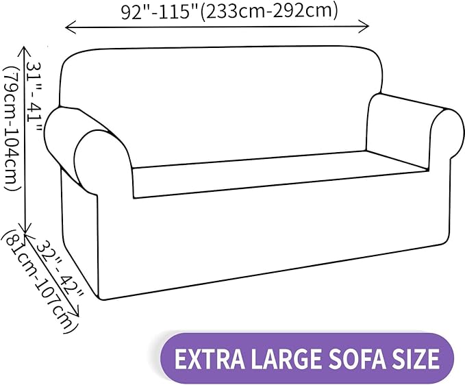 ZNSAYOTX Oversized Super Stretch Couch Cover (92"-115"), New Striped Sofa Covers Comfortable & Durable, Dog Cat Pets Friendly Extra Large Spandex Sofa Slipcovers (Black, XL Sofa)