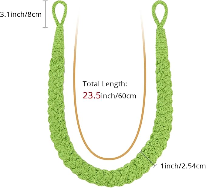 NICEEC 2 Pack Natural Cotton Rope Curtain Tiebacks Elegant Boho Style - Image 3