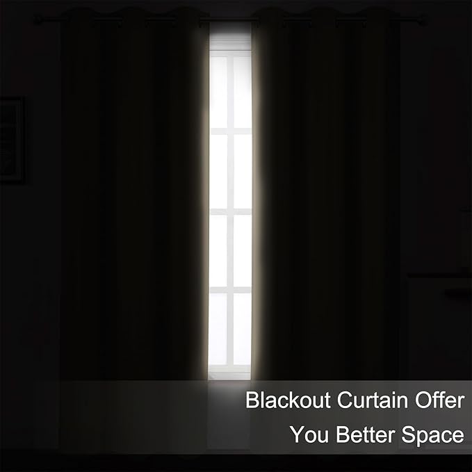 LEMOMO Khaki Thermal Blackout Curtains/52 x 72 Inch/Set of 2 Panels Room Darkening Curtains for Bedroom