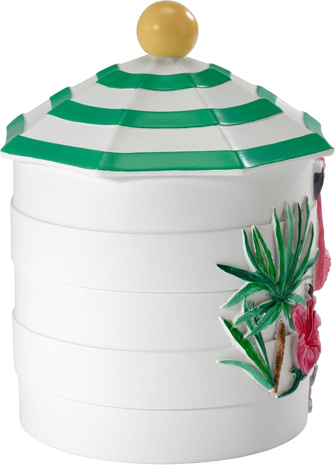 Avanti Linens - Covered Jar, Multipurpose Countertop Accessories, Tropical Bath Decor (Flamingo Paradise Collection)