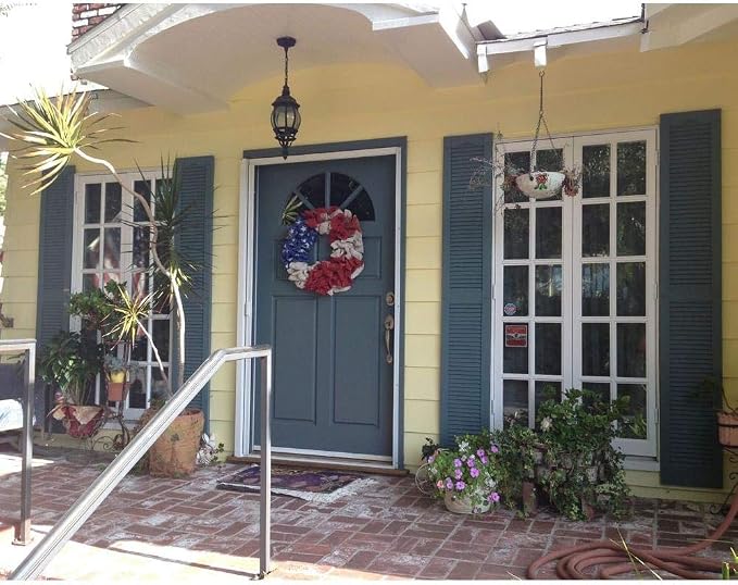 Ekena Millwork Lifetime Vinyl LL1S12X07200MB Standard Cathedral Top Center Mullion, Open Louver Vinyl Shutters, w/Installation Shutter-Lok's & Matching Screws (Per Pair), 12"W x 72"H, Midnight Blue