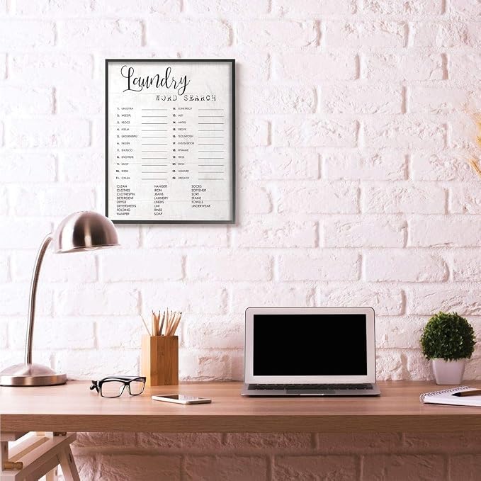 Stupell Industries 'Laundry Word Scramble Fun Family Word Design', Framed Giclee Art, Black, 24 x 30 Inches, Easy to Hang and Sturdy, Made in USA, by Lil' Rue