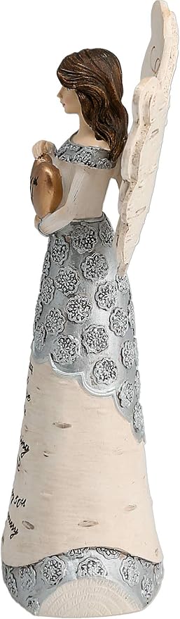 Pavilion - 50th Birthday - 6" Angel Holding 50th Heart,Beige/Silver