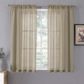 Tollpiz Short Sheer Curtains Linen Textured Bedroom Curtain Sheers Light by Tollpiz