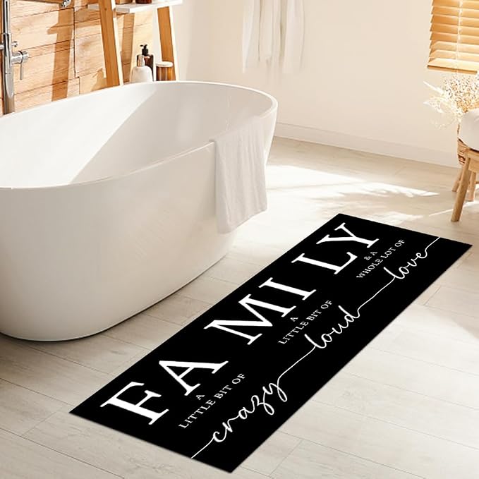 GUBIYU Black Area Rugs for Living Room Washable Rug for Bedroom Non Slip Backing Non Shedding Inspirational A Little Bit of Crazy Rugs for Home Office Decor Floor Carpet for Dining Room 23.6"x59"