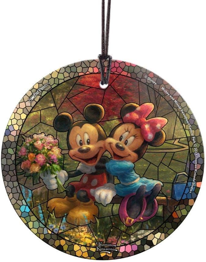 Disney Thomas Kinkade Disney Mickey and Minnie 3.5 in Hanging Glass Print | Hanging glass print | Bedroom or office display | Disney Thomas Kinkade gift