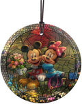 Disney Thomas Kinkade Disney Mickey and Minnie 3.5 in Hanging Glass Print | Hanging glass print | Bedroom or office display | Disney Thomas Kinkade gift