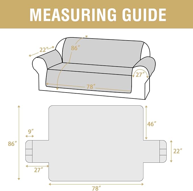H.VERSAILTEX 100% Waterproof Sofa Covers for 3 Cushion Couch Modern Sofa Cover for Dogs XL Couch Covers for Oversized Sofa with Elastic Straps (Oversized Sofa, Lily Pad/Beige)