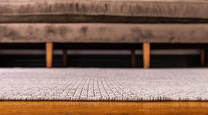 Unique Loom Collection Casual Transitional Solid Heathered Indoor/Outdoor Flatweave Area Rug (7' 1" x 10' Rectangle, Beige/Ivory)