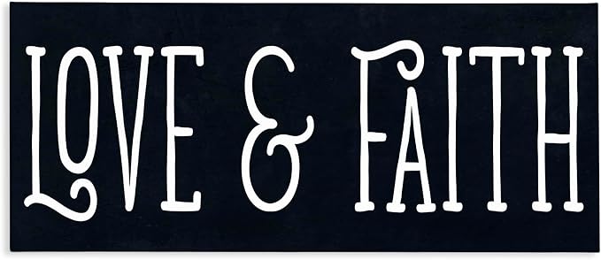 Stupell Industries 'Love & Faith on Black'| Canvas Art | Stupell Industries | 48 x 20 Inches, Easy to Hang and Sturdy, Made in USA, by SD Graphics Studio