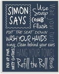 Stupell Home Décor Simon Says Bath Rules Chalkboard Bathroom Wall Plaque, 10 x 0.5 x 15, Proudly Made in USA